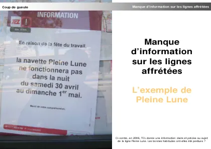 Couverture – Manque d’information sur les lignes affrétées