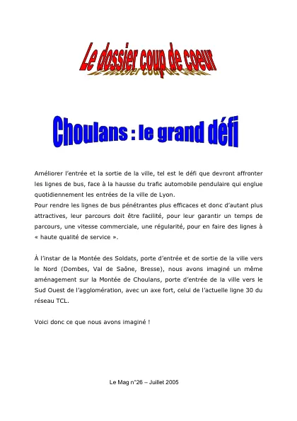 Couverture – Le secteur de Choulans