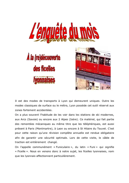 Couverture – Les funiculaires lyonnais