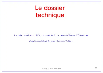 Couverture – La sécurité aux TCL