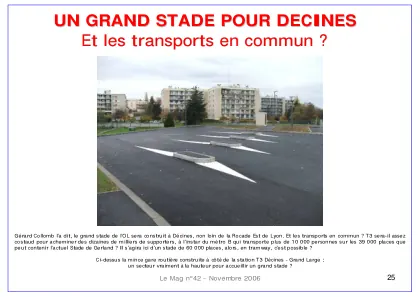 Couverture – Un grand stade pour Décines : et les transports en commun ?