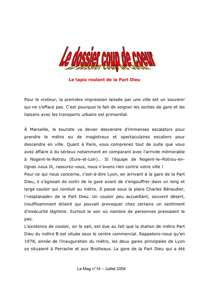 Couverture – Le tapis roulant de la Part-Dieu